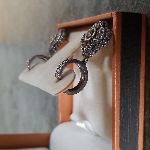 Meredith Leigh Filigree Sterling 14K Gold Moissanite Earrings - Picture 5 of 8